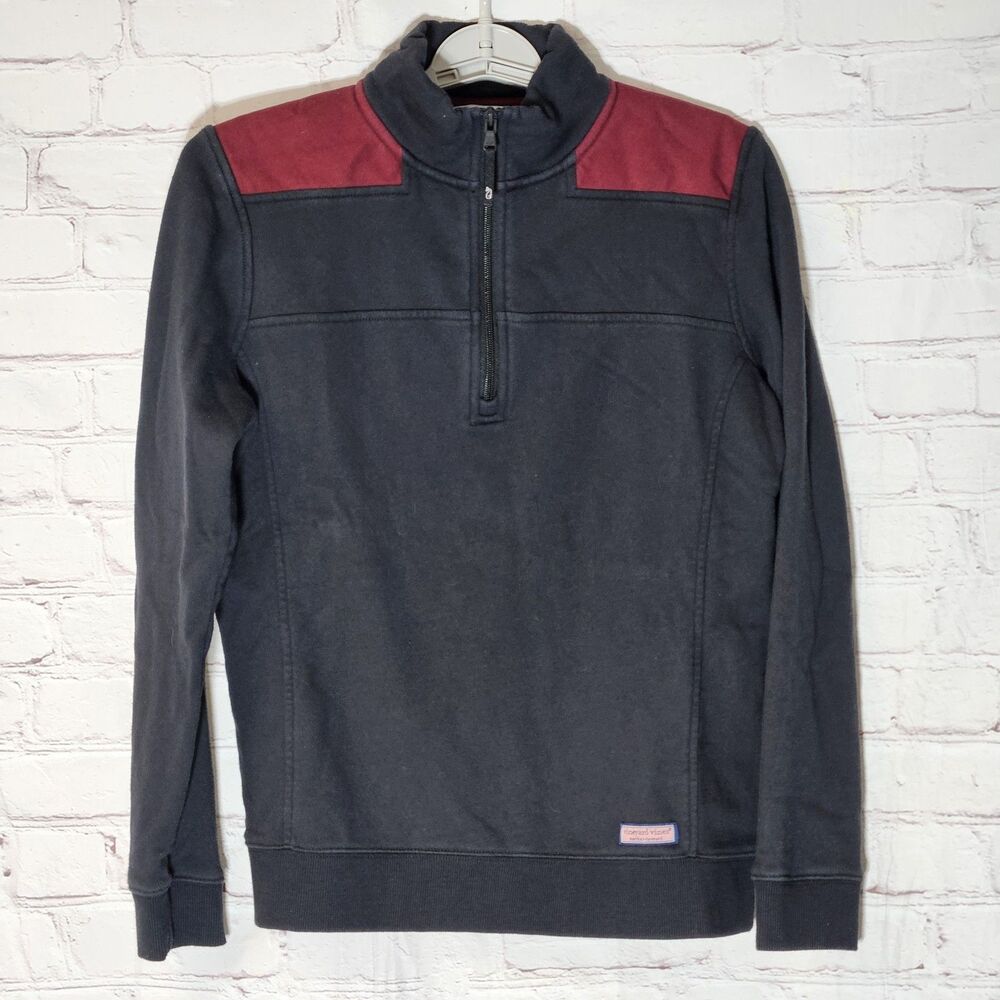 Vineyard Vines Mens M 2K001386 Colorblock Shoulder 1/4 Zip Pullover Sweatshirt